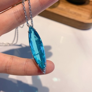 High End Eco-friendly Copper Marquise Cut 10*35mm Blue Paraiba Zircon Fashion Necklace <b>Earrings</b> <b>Set</b> Party Jewelry <b>Set</b> for Women - Product Image 3