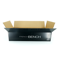 Cartons ondulés recyclables personnalisés noirs de luxe, emballages de déménagement en carton résistant, boîtes en papier kraft pliables pour l'expédition