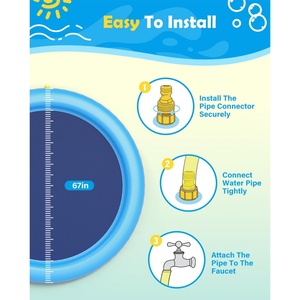 Piscine gonflable bleue pour chiens et enfants, épaisse et durable, pour l'extérieur, installations aquatiques de divertissement - Product Image 2