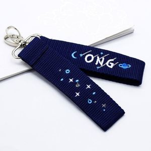 Design Custom Logo Letter Woven Tags Car Motorcycle Key Chain Embroidered Keychain Anime Key Tag Flight Fabric Keychain - Product Image 2