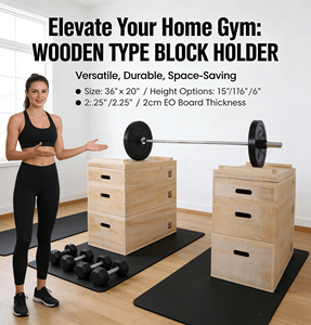 Soporte Apilable Premium de Madera <span class=keywords><strong>para</strong></span> Bloques de Barra, Ajustable en 4 Alturas, <span class=keywords><strong>para</strong></span> Bloques de Peso Muerto, Entrenamiento de Fuerza y Levantamiento de Pesas - Product Image 6