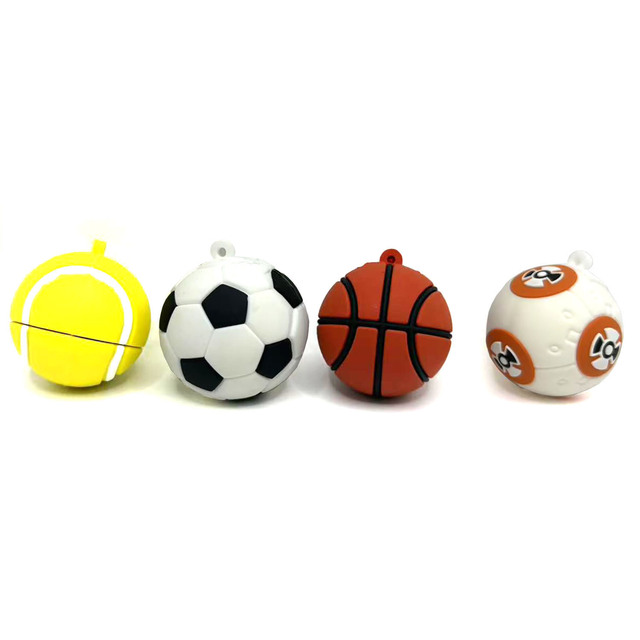 Cartoon 3D USB Flash Drive Baseball Basketball Tennis Soccer 2GB to 64GB Memory Stick with PVC New Stock 3.0 Pen Drive