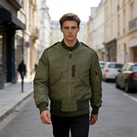 Haute qualité 100% épais Polyester hiver lettre motif Bomber veste surdimensionné vêtements de rue fermeture éclair complète grande taille pour hommes
