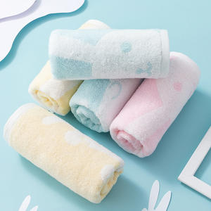 Serviette de bain pour enfants en coton pur, motif dessin animé, 34x75cm, douce, absorbante, respectueuse de la peau, rectangulaire, pour usage domestique, bleu, rose, jaune, motif lapin - Product Image 2