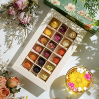 Boules de thé artistiques OEM, fleurs séchées faites à la main comme le lys, l'osmanthus, le chrysanthème, 5g, 18 boules/boîte, soins de santé