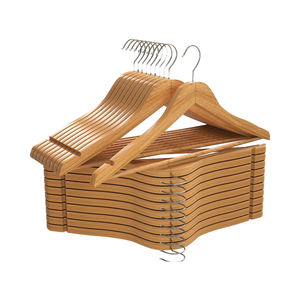Home Lot de 20 cintres en bois de qualité supérieure Crochet rotatif à 360 <span class=keywords><strong>degrés</strong></span> Cintres en bois de couleur naturelle - Product Image 1