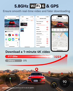 Redtiger Dealer F17 Elite 3 Channel Mini <b>Dash</b> <b>Camera</b> Night Vision Parking Monitor Voice Control Car Black Box With WIFI GPS - Product Image 4