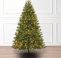Hochwertiger Verschlüsselter Vollkunststoff-Weihnachtsbaum für Innenräume Luxuriöse Dekoration Metallständer Steckbar Warmweißes Licht 5-10 Fuß