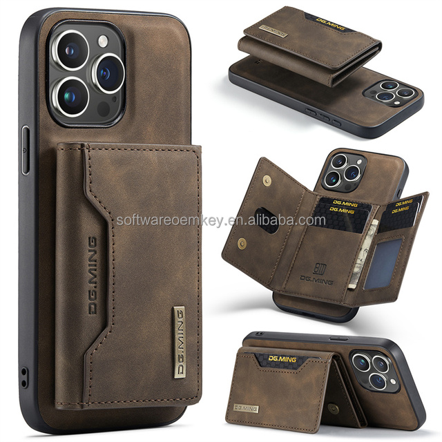 Retro Magnetic Detachable Wallet Leather Case 2-IN-1 Card Slots Shockproof Cover for iPhone 11 12 13 14 15 Pro Max