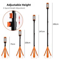 Lampes de camping étanches alimentées par batterie rechargeable, ampoules LED, support télescopique pour la randonnée en plein air, aluminium blanc/jaune