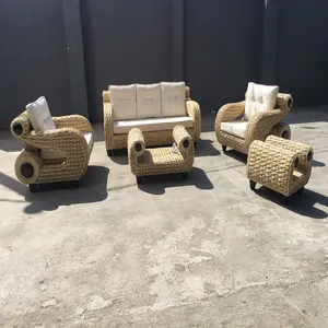 on sale Indonesian furniture made of wooden frame mixed rattan and cushion 2 point 5 seater gangga astor banana limited stock