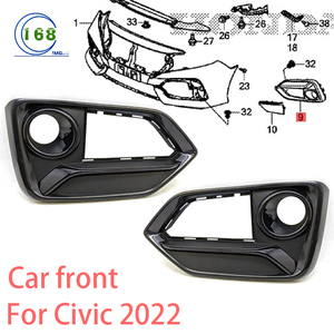Couvercle de phare antibrouillard avant <span class=keywords><strong>automobile</strong></span> 71118-TGG-A50 couvercle de phare antibrouillard arrière 71513-TGG-A50 pour Honda Civic 2016 - Product Image 3