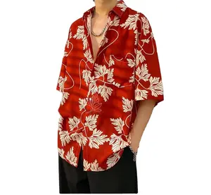 Vintage Short Sleeve Flower Digital Printing Shirt Hawaii Summer Men Women Beach Shirt