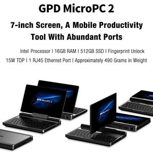 GPD MicroPC 2 PC de jeu portable 7 pouces Windows 11 Pro <span class=keywords><strong>Intel</strong></span> <span class=keywords><strong>Core</strong></span> <span class=keywords><strong>I3</strong></span> <span class=keywords><strong>N300</strong></span> Octa <span class=keywords><strong>Core</strong></span> 16 Go LPDDR5 512 Go SSD Ethernet 2,5 G Wi-Fi 6 - Product Image 2