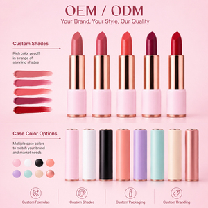 Lápiz Labial Rosa Dorado de Lujo de Marca Privada, Logotipo Personalizado, Acabado Mate Minimalista, Larga Duración, Vegano, Maquillaje OEM - Product Image 3