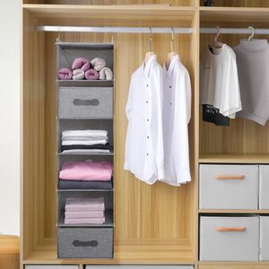 Hanging Closet Organizer <b>6</b> Shelf With <b>Drawers</b> Detachable Dark Gray Clothing Storage Bedroom Use - Product Image 3