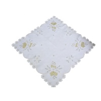 Nappe ronde brodée à la main, résistante à l'huile, en polyester/coton, pour mariage, fête, usage domestique