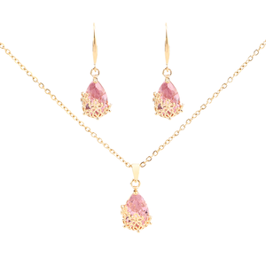 Conjunto de Joyería de Moda para Mujer, Collar con Colgante en Forma de Gota de Oro de 18K y Platino, Pendientes para Bodas y Otras Ocasiones Especiales, Amuleto para Chicas - Product Image 4