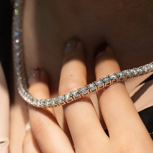 Cadena de tenis de plata de ley <span class=keywords><strong>Kibo</strong></span> Gems al por mayor, collar de cadena de tenis de moissanita D VVS de 3 mm para hombres y mujeres - Product Image 6
