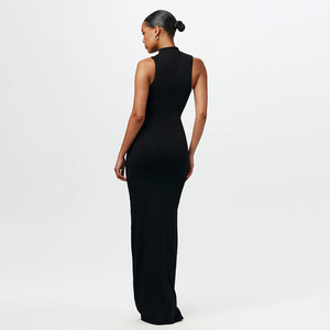 Nouvelle robe fourreau élégante pour <span class=keywords><strong>femme</strong></span>, sans manches, couleur unie, taille cintrée, à lacets, pour l'automne et l'hiver - Product Image 4
