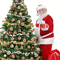 15 décorations de maison en pain d'épices en bois pour sapin de Noël, décorations de fêtes avec toit en bonbons et corde de suspension, multi-saisons