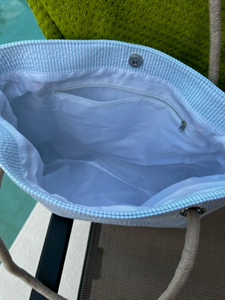 Trống Tote Túi phụ nữ lớn Satchel Pouch túi xách tùy chỉnh seersucker Túi bãi biển - Product Image 3