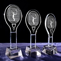 Trofeo de Cristal Transparente para Raqueta de Tenis, Premios TROPHY MH-J0990