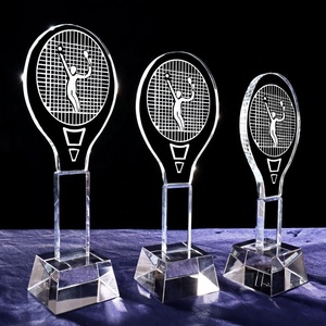 Trophée de <span class=keywords><strong>raquette</strong></span> de tennis en cristal transparent TROPHY MH-J0990 - Product Image 1
