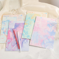 Papel de notas con líneas de tinta mármol pastel, hojas de escritura con efecto degradado de macaron de ensueño, cuaderno de vida colorido con líneas de cuadrícula para scrapbook