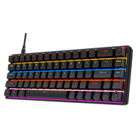 Clavier filaire mini LED H68 d'usine, 68 touches, interrupteurs rouges et bleus, clavier de jeu pour PC portable