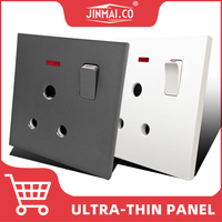 Prises commutées 15A néon afrique du sud mur Standard contrôle de la lumière haute puissance 86 Type PC panneau Ultra-mince prises indiennes pour la décoration