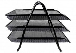 Black Office Home School 3 Tier Document <b>Tray</b> Metal Paper Document Holder Organizer Desk Desk Letter <b>Tray</b> - Product Image 3
