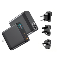 Chargeur mural intelligent HNT Factory OEM ODM 67W avec affichage numérique GaN, adaptateur rapide PD portable, compatible avec la vente en gros pour iPhone 16 15