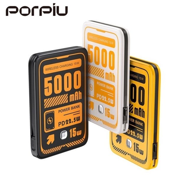 Factory Wholesale 5000mAh Slim Power Bank High Quality 15W for Magnetic Wireless Charging Portable With USA Socket Type