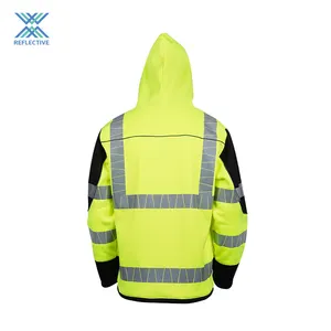 LX เสื้อโค้ทสะท้อนแสงแบบมีฮู้ดปลอดภัยมองเห็นได้ชัดเจนออกแบบได้ตามต้องการ
