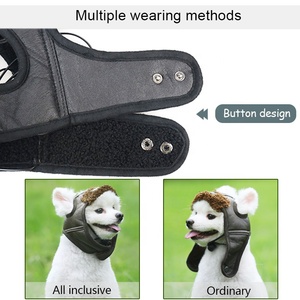 Atacado chapéu de piloto de couro, chapéu quente de couro para cães pequenos, animais de estimação, produto engraçado cosplay, presente de halloween, acessórios para cachorro - Product Image 4