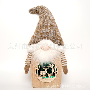 Christmas Wooden Gnome Figurine 6-6.9in Nordic Style Led Lighting Home Desktop <b>Ornament</b> Gift - Product Image 5