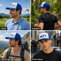 Casquette de baseball 5 panneaux en gros, broderie 3D en relief, logo bicolore, fermeture snapback