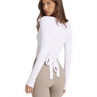 Ensemble de 4 pièces de vêtements de sport respirants pour femme, personnalisable avec marque privée, pour Pilates et Yoga, avec bretelles halter, devant en V et taille haute