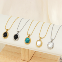 Collier en acier inoxydable plaqué or PVD 14K, chaîne à perles coquillages elliptiques, bijoux de mode hypoallergéniques simples pour femmes, vente en gros
