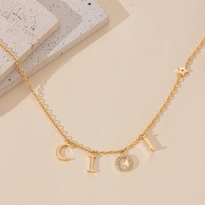 Collana con Ciondolo a Stella e Lettera Iniziale Personalizzata in Acciaio Inossidabile Placcato <span class=keywords><strong>Oro</strong></span> 18K di Fanhua Jewelry <span class=keywords><strong>D</strong></span> - Product Image 2