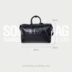 Customized Leather Medium Duffel Bag With Embossing Logo For Unisex Weekend Travel Bag