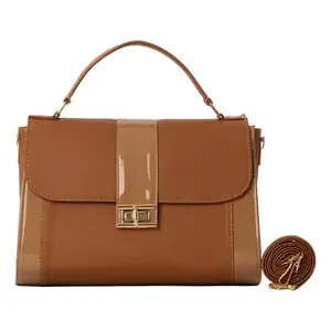 Sac cabas pour femme Fana Clara M3857, couleur camel, en rotin, grande capacité, style décontracté, deux poignées, fermeture à loquet - Product Image 4