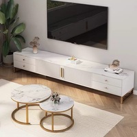 Meuble TV - Ensemble de meuble TV et table basse de style moderne et simple, de taille petite, à poser au sol, avec rangement