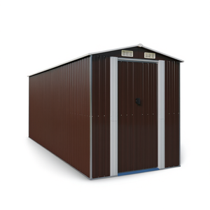 Casetta da Giardino in Acciaio Zincato Marrone Scuro 75.6 X 205.5 X 87.8 Pollici, Soluzione di Stoccaggio - Product Image 1