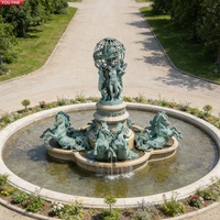 YOUFINE Grande fontaine à étages en bronze avec statue de dame et tête de lion, pour la décoration des allées d'hôtels et des grands jardins de villas