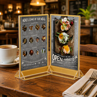 Support de signalisation de table en acrylique à bord doré, porte-menu triangulaire de bureau pour numéros de table de mariage, affichage pour restaurants et bureaux, OEM