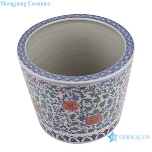 RZSZ08 Antiguo Jingdezhen Colorido Hermanamiento Hoja Flor Patrón Cerámica Portalápices <span class=keywords><strong>Jarron</strong></span> de pluma de cerámica - Product Image 4
