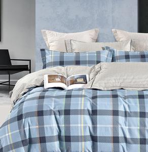 Set Copripiumino in Cotone 100% con Stampa a Righe e Geometrica, Lussuoso <span class=keywords><strong>per</strong></span> Adulti, Tessuto 200TC, 40 Doppie Fili, Blu, 4 Pezzi, ISO9001 - Product Image 4