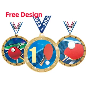 Produsen desain gratis kustom penghargaan olahraga medali tenis meja logam